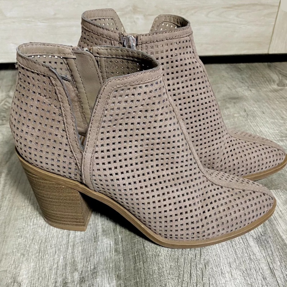 DolceVita Taupe Suede Leather Perforated AnkleBoot